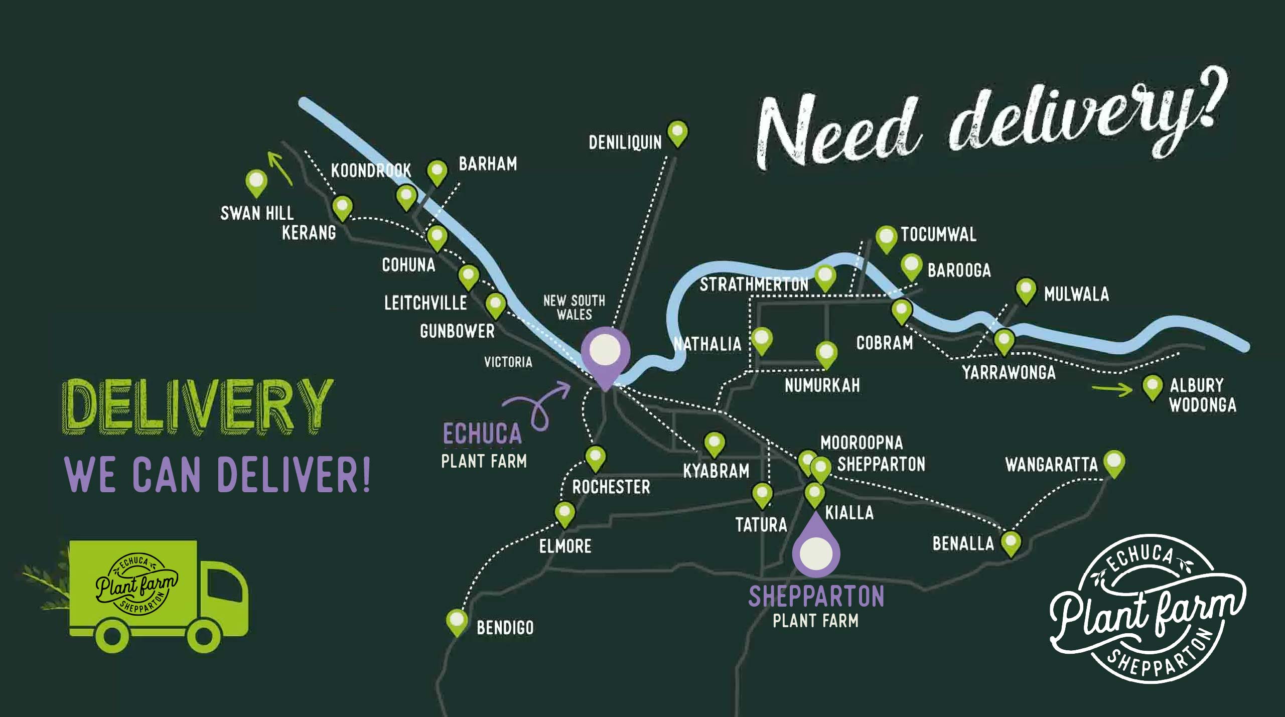 Echuca plant farm delivery map