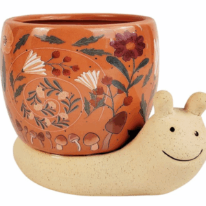 Snail with Flowers Planter Pink & Sand