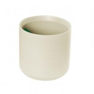 Ceramic pot oblique cream w Saucer 120mm
