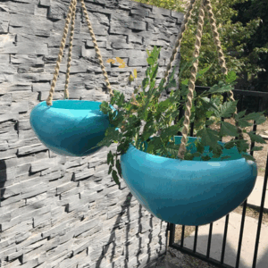 RUSTY Metal Hanging Planters Aqua
