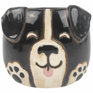 Dog Head Planter Black White Sm 13cm