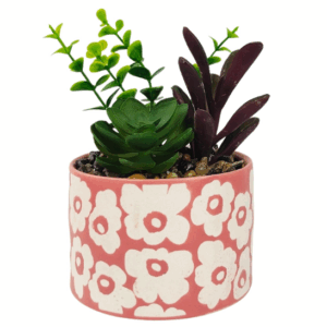 Retro Floral Potted Plant