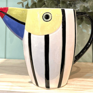 Black Striped Bird Jug