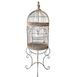 Bird Cage Plant Holder Stand in Antique Verdi Bronze
