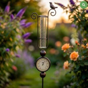 Classic Rain Gauge with Temperature Gauge