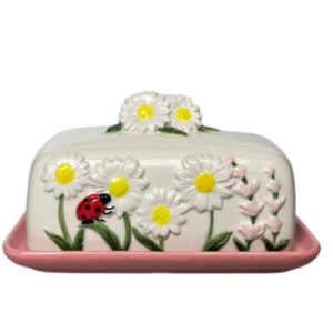 Daisy Field Butter Dish White 19cm